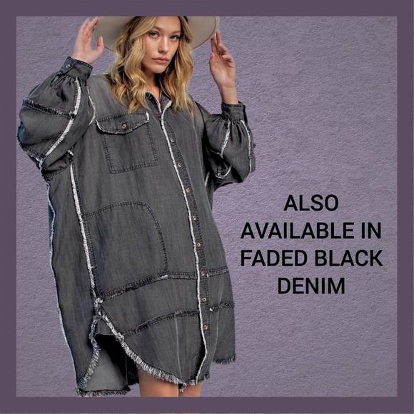 EASEL Ultra Oversized Shirt Dress-Distressed & Unique Details, Statement Sleeves - Picture 15 of 16